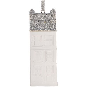 Adorno Colgante Casa Clayre & Eef 6PR5610 4x4x11 cm Blanco Plateado