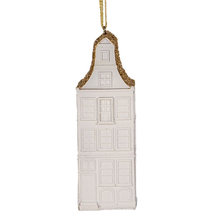 Clayre & Eef 6PR5611 Adorno Colgante Casa 4x4x11 cm Blanco