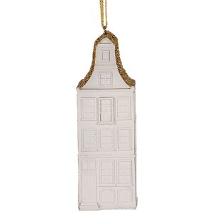 Clayre & Eef 6PR5611 Adorno Colgante Casa 4x4x11 cm Blanco