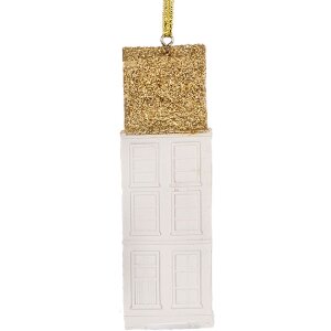 Clayre & Eef 6PR5611 Adorno Colgante Casa 4x4x11 cm Blanco