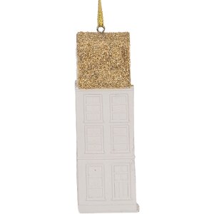Clayre & Eef 6PR5611 Adorno Colgante Casa 4x4x11 cm Blanco