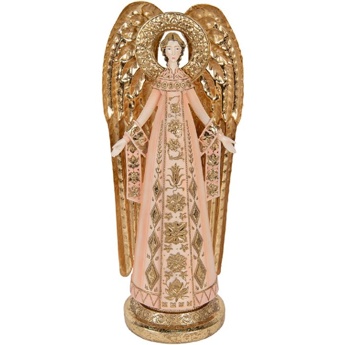 Clayre & Eef 6PR5627 Decoración Ángel 20x15x46 cm Rosa Dorado