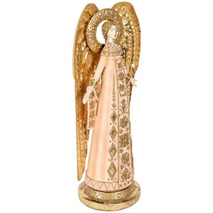 Clayre & Eef 6PR5627 Decoración Ángel 20x15x46 cm Rosa Dorado