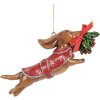 Clayre & Eef 6PR5632 Adorno Colgante Perro 12x2x4 cm Marrón Rojo