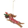 Clayre & Eef 6PR5632 Adorno Colgante Perro 12x2x4 cm Marrón Rojo