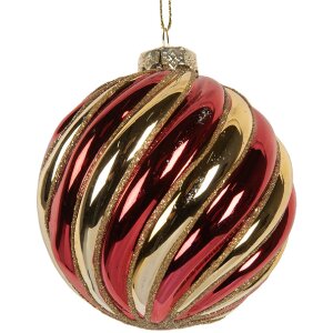 Adorno de Navidad Clayre & Eef 6GL5136 Ø 8x8 cm Dorado y Rojo