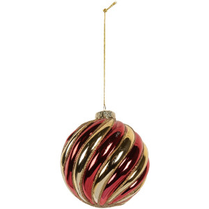 Adorno de Navidad Clayre & Eef 6GL5136 Ø 8x8 cm Dorado y Rojo