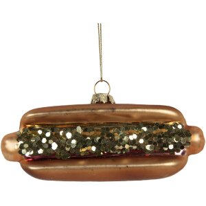 Adorno de Navidad Clayre & Eef 6GL5240 13x4x6 cm Tonos Marrones y Rojos