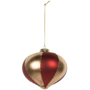 Clayre & Eef 6GL5245 Adorno de Navidad Ø 10x10 cm Dorado y Rojo