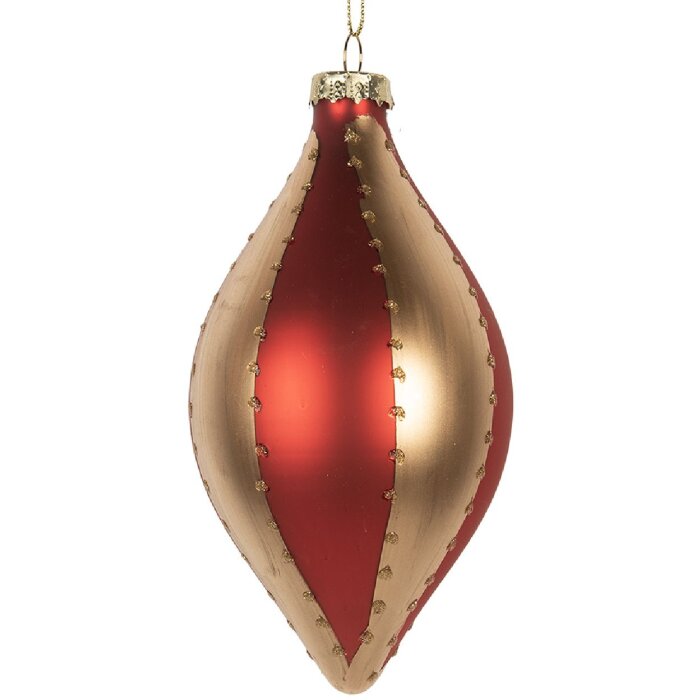 Clayre & Eef 6GL5246 Adorno de Navidad Ø 8x15 cm dorado-rojo