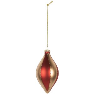 Clayre & Eef 6GL5246 Adorno de Navidad Ø 8x15 cm dorado-rojo