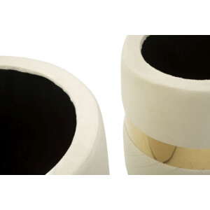 Mauro Ferretti Set de otomanas con almacenamiento Sheffild Ø 37x42 Ø 28x35 cm crema