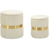 Mauro Ferretti Set de otomanas con almacenamiento Sheffild Ø 37x42 Ø 28x35 cm crema