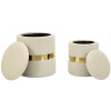 Mauro Ferretti Set de otomanas con almacenamiento Sheffild Ø 37x42 Ø 28x35 cm crema