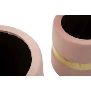Mauro Ferretti Set de otomanas con almacenamiento Sheffild, rosa, 2 piezas Ø 37x42 Ø 28x35 cm