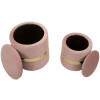 Mauro Ferretti Set de otomanas con almacenamiento Sheffild, rosa, 2 piezas Ø 37x42 Ø 28x35 cm