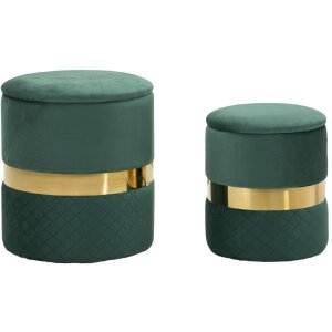 Juego de otomanas con almacenamiento Sheffild, verde, 2...