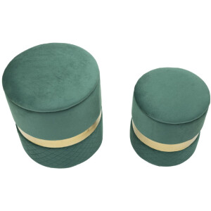 Juego de otomanas con almacenamiento Sheffild, verde, 2...