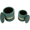 Juego de otomanas con almacenamiento Sheffild, verde, 2 piezas Ø 37x42 Ø 28x35 cm