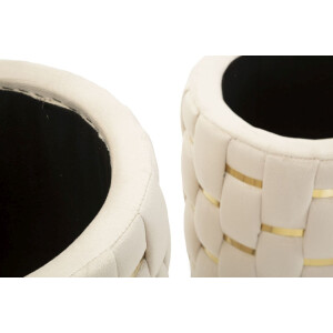 Mauro Ferretti Set de taburetes con almacenamiento Shanty Ø 37x42 Ø 28x35 cm crema