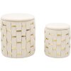 Mauro Ferretti Set de taburetes con almacenamiento Shanty Ø 37x42 Ø 28x35 cm crema