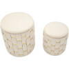 Mauro Ferretti Set de taburetes con almacenamiento Shanty Ø 37x42 Ø 28x35 cm crema