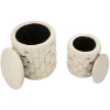 Mauro Ferretti Set de taburetes con almacenamiento Shanty Ø 37x42 Ø 28x35 cm crema
