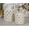 Mauro Ferretti Set de taburetes con almacenamiento Shanty Ø 37x42 Ø 28x35 cm crema