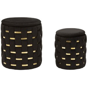 Juego de otomanas con almacenamiento Shanty, negro, 2...