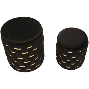 Juego de otomanas con almacenamiento Shanty, negro, 2...