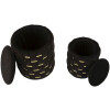 Juego de otomanas con almacenamiento Shanty, negro, 2 piezas Ø 37x42 Ø 28x35 cm