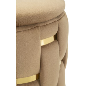 Conjunto de otomanas con almacenamiento Shanty, color dorado, 2 piezas Ø 37x42 cm y Ø 28x35 cm