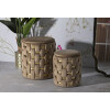 Conjunto de otomanas con almacenamiento Shanty, color dorado, 2 piezas Ø 37x42 cm y Ø 28x35 cm