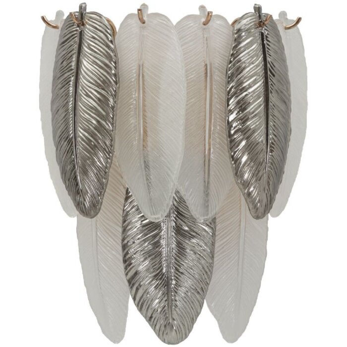 Aplique de pared Leafy de vidrio y hierro plateado blanco 24x15x29 cm 3xE14