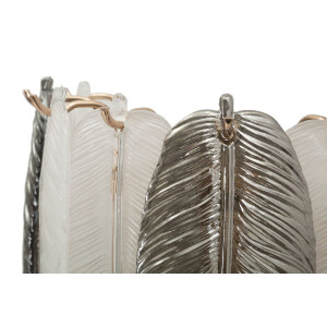 Aplique de pared Leafy de vidrio y hierro plateado blanco 24x15x29 cm 3xE14