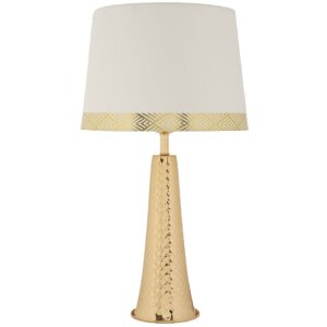 Lámpara de mesa Tower de hierro y tela oro blanco...