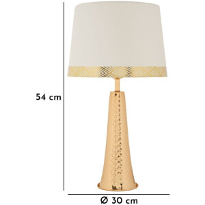Lámpara de mesa Tower de hierro y tela oro blanco Ø 30x54 cm E27