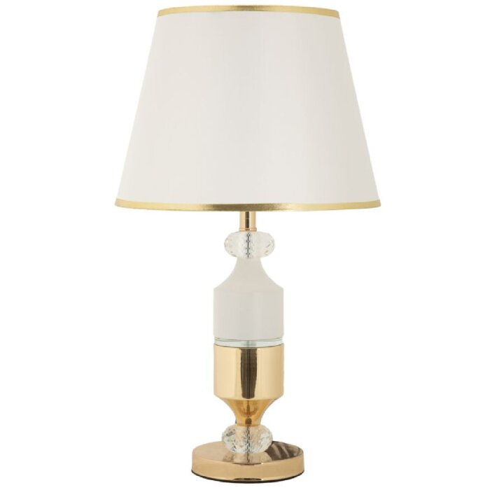 Lámpara de mesa Gipsy de hierro y tela dorado blanco Ø 30x52 cm E27