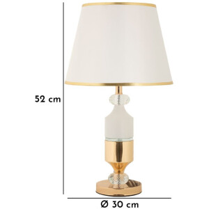 Lámpara de mesa Gipsy de hierro y tela dorado blanco Ø 30x52 cm E27