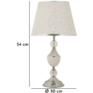 Lámpara de mesa Mauro Ferretti Kody plateada blanca Ø 30x54 cm E27