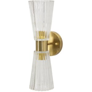 Aplique de pared Prague dorado transparente 11x16x40 cm...