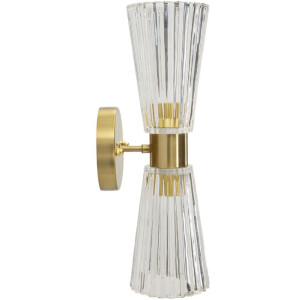 Aplique de pared Prague dorado transparente 11x16x40 cm...