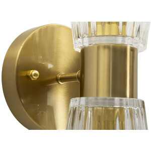 Aplique de pared Prague dorado transparente 11x16x40 cm 2xE14
