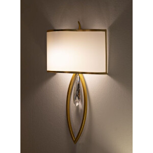 Aplique de pared Vienna dorado blanco 26x15x50 cm E14 Mauro Ferretti