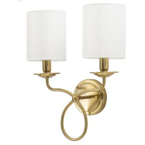 Aplique de pared Zagreb Mauro Ferretti Hierro Tela dorado blanco 35,5x17x43 cm 2xE14