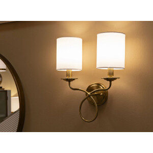 Aplique de pared Zagreb Mauro Ferretti Hierro Tela dorado blanco 35,5x17x43 cm 2xE14