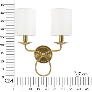 Aplique de pared Zagreb Mauro Ferretti Hierro Tela dorado blanco 35,5x17x43 cm 2xE14