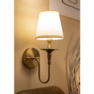 Aplique de pared Mauro Ferretti Bucharest Hierro Tela dorado blanco 15x22x38 cm E14