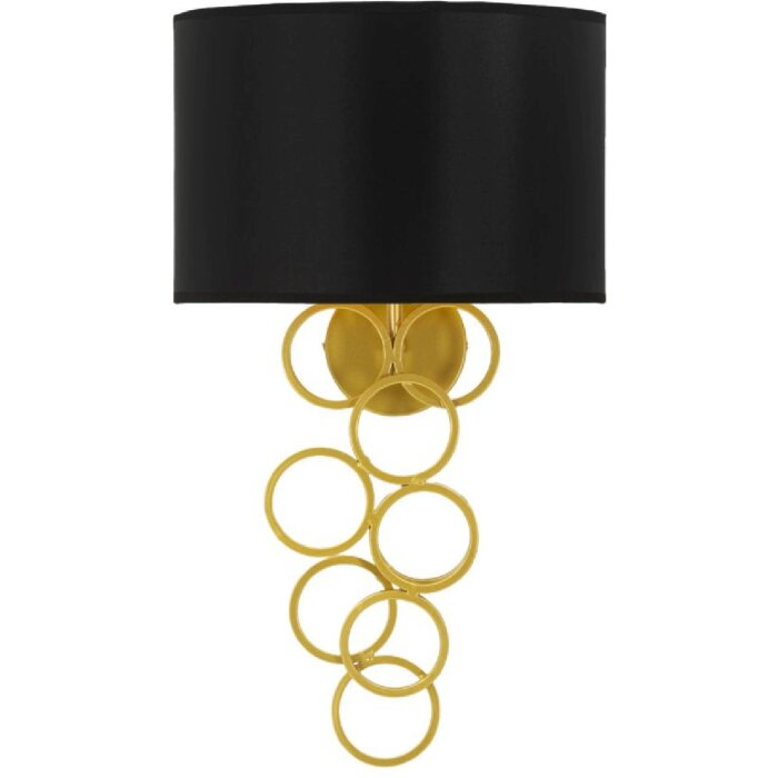 Aplique de pared Rich dorado negro 30x20x50 cm E27 sin bombilla