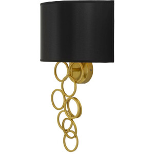 Aplique de pared Rich dorado negro 30x20x50 cm E27 sin bombilla
